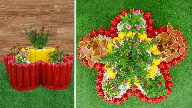 Super Ideas! Recycling Plastic Bottles into Tower Flower Pot for Your Garden