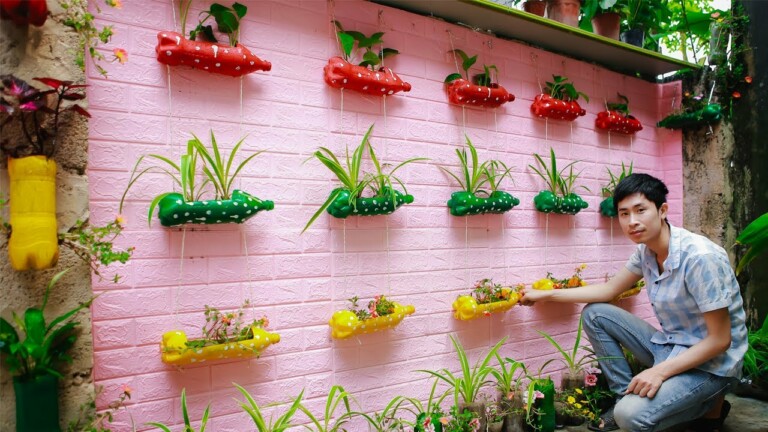 Amazing Vertical Garden from Plastic Bottles, Recycling and Creative Gardening