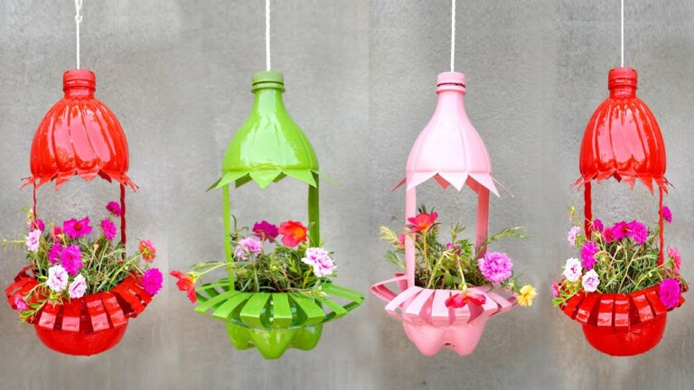 Brilliant Ideas, Beautiful and Colorful Hanging Garden from Plastic Bottles