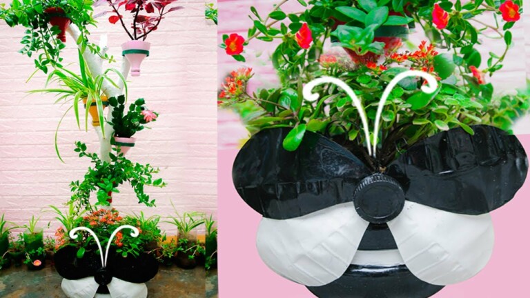 Wonderful Vertical Garden from Plastic Bottles, DIY Bee Flower Pot for Small Garden