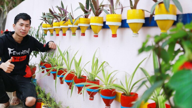 Amazing Vertical Garden from Plastic Bottles, Beautiful Garden on the wall