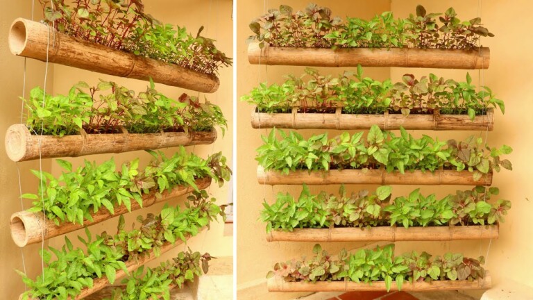 Amazing Hanging Garden from Bamboo For Small Spaces, Vegetable Garden Ideas